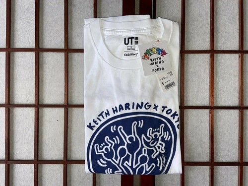 Uniqlo Keith Haring X Tokyo Koen Street UT White w Blue Graphic T Shirt Size S - Picture 2 of 6