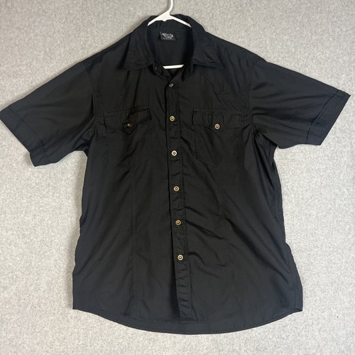 Camicia Vecta vintage uomo 2XL western bottoni tasche cotone nero - Foto 2 di 9