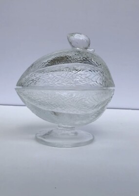 Lovely and unique Nut shaped candy/nut dish by L.E. Smith Glass.