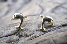 NOS 14k Yellow Gold Dolphin Stud Earrings .32Gr Price por one Pair 