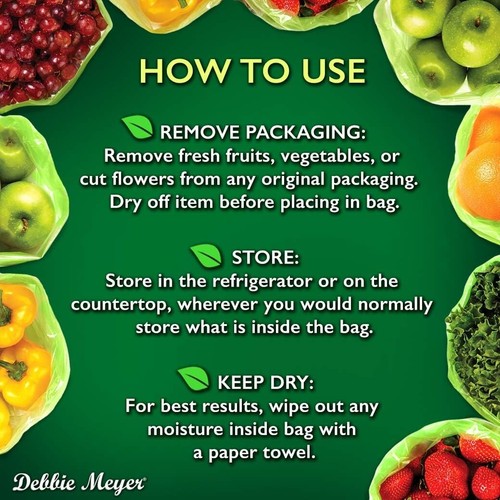 Debbie Meyer GreenBags 32-Pack 16M, 8L, 8XL Keeps Fruits, Vegetables and Cut NEW - Picture 8 of 8