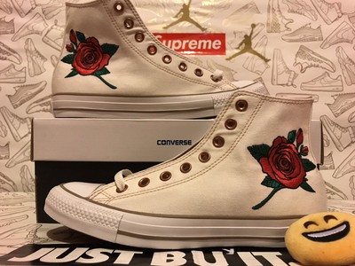rose embroidered converse