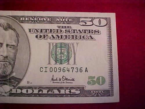621) 2001 $50 Federal Reserve Note - No Star - Vertical Fold - Starts at $60.00 - Picture 4 of 8