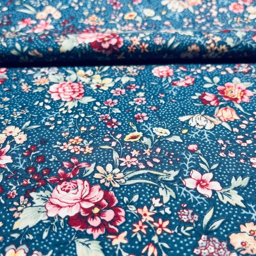 Blooming Flowers by Concord House #CP35817 Floral Fabric in Blue 100% Cotton - Picture 5 of 11