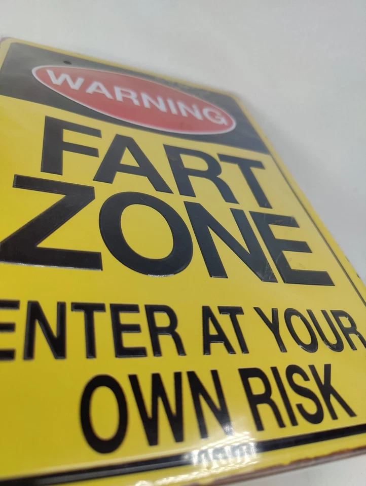 Warning Fart Zone Enter At Your Own Risk Yellow Tin Door Sign New Funny 8x12 - Image 3 of 4