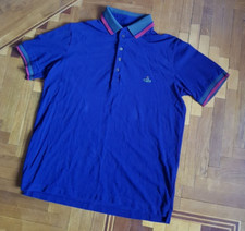 Vivienne Westwood Polo Shirt Men Luxury Embroidered Orb Logo Size Xl Dark Blue