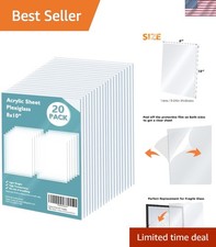 Plexiglass Sheets Acrylic Sheets 20 Pack of 8x10 0.04 Thick Clear Plastic C...