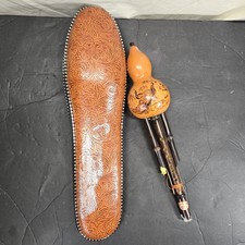 Chinese Bamboo Hulusi Gourd Wind Instrument Flute Key of F Brown w/ Case Nice!!