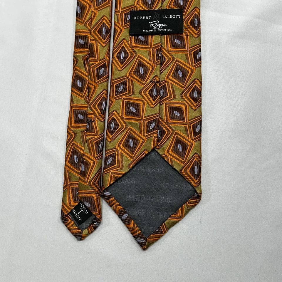 "Corbata Robert Talbott Best of Class para hombre naranja diseñador geométrico 100 % seda 64""x4""" Foto 2 de 4