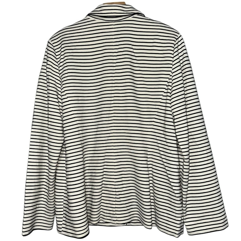 Blazer Chico’s Mujer Talla 2 M Blanco y Negro Rayas Clásico Jersey Elástico Tejido Foto 3 de 4