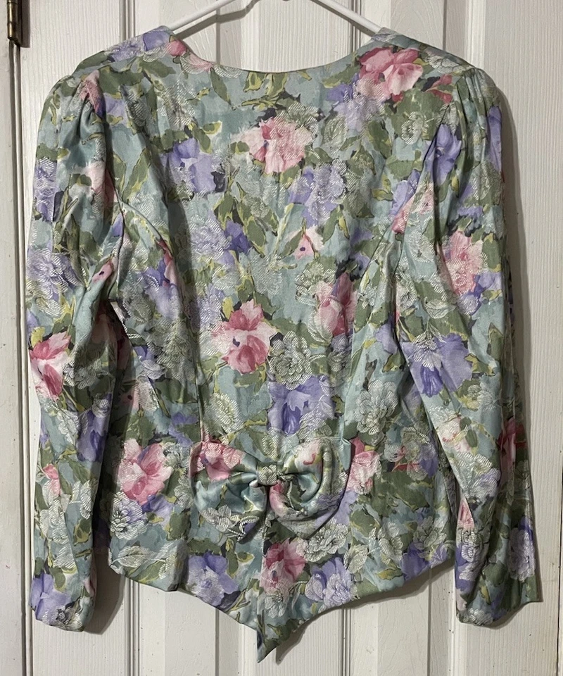 Chaqueta Another Thyme Talla 12 Vintage Años 80 Almohadillas para el Hombro Perla Botones Arco Foto 2 de 4