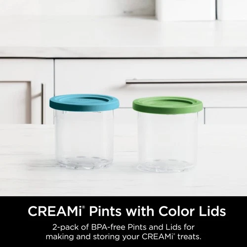 Ninja CREAMi Pints 2 Pack, Compatible with NC299AMZ & NC300s CREAMi  Lime/Aqua - Picture 8 of 10