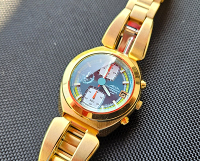Seiko ALBA AKA V657-6030 chrono very good - Gold Tone, amazing green dial