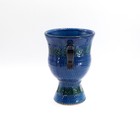 MCM Bitossi Vase Italy Italian Rimini Blue Green Porcelain Handles Relief 7" H — photo 2