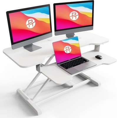 Stehpult Konverter, 36'' höhenverstellbarer Sitz Steh Schreibtisch mit Tastaturablage