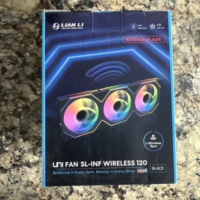 LIAN-LI Lian Li UNI FAN SL-INF WIRELESS 120 Reversed Blade 12RSLIN1W3B Triple Pack Black