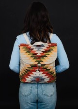 Tan Multicolored Aztec Backpack