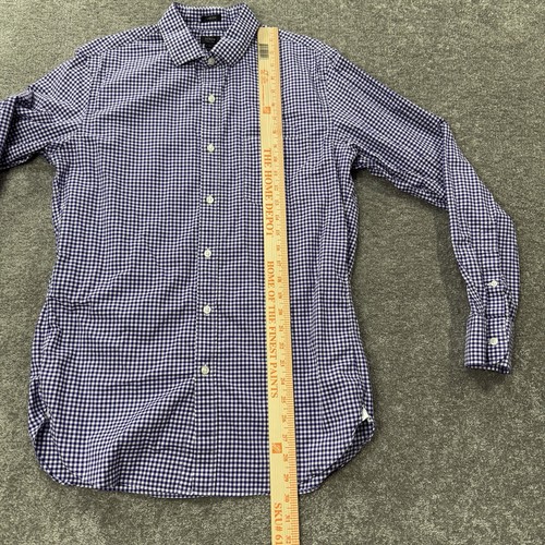 Camisa de guinga Crew Ludlow 120s 2 capas púrpura blanca a cuadros calce ajustado talla M preppy - Imagen 4 de 6
