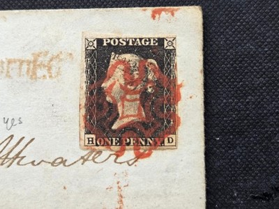 1840 GB QV 1d Penny black 4 margins plate 4 on cover/piece ? | eBay