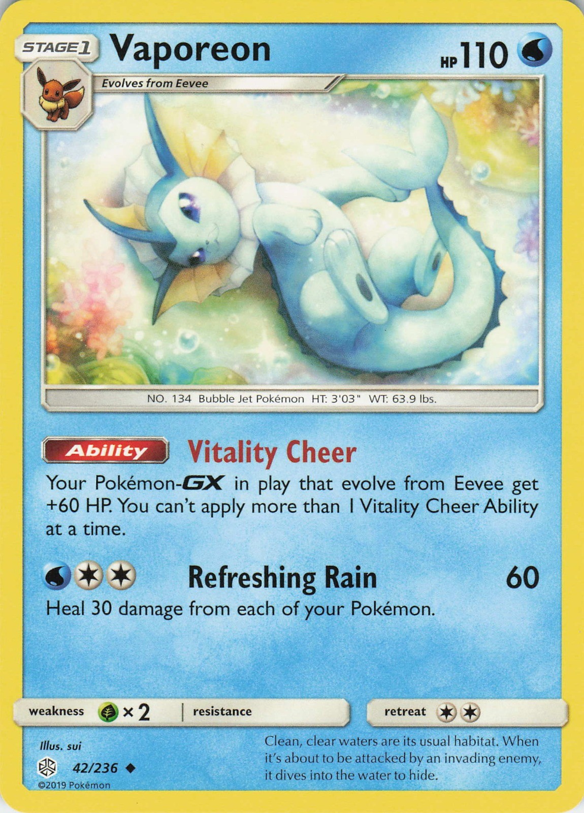 Vaporeon Uncommon SM - Cosmic Eclipse 42/236 LP