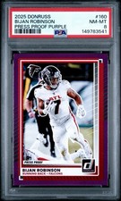 2025 Panini Donruss Bijan Robinson #160 Purple Press Proof PSA 8 NM-MT