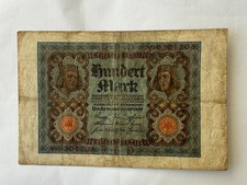 Banknote Germany 100 Mark 1920-11-01 SN: Y9201205RBD