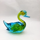 RARE Vintage Murano Duck Italian Art Glass Yellow Green Blue 1960s