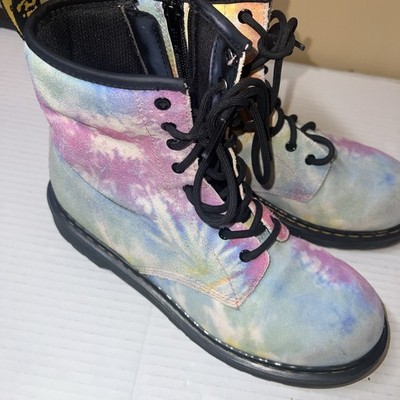 Doc Dr Martens 1460 Multicolor Tie Dye Pascal Boots Women's Sz 7 Lace + Side Zip
