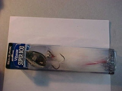 NEW MUSKIE BAIT Blue Fox 10 Vibrax Super Bou white Musky Pike LURE SPINNER