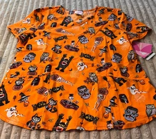 WOMEN'S SCRUBSTAR HALLOWEEN FRANKENSTEIN MEDICAL SCRUB TOP-EXTRA LARGE-NWT!