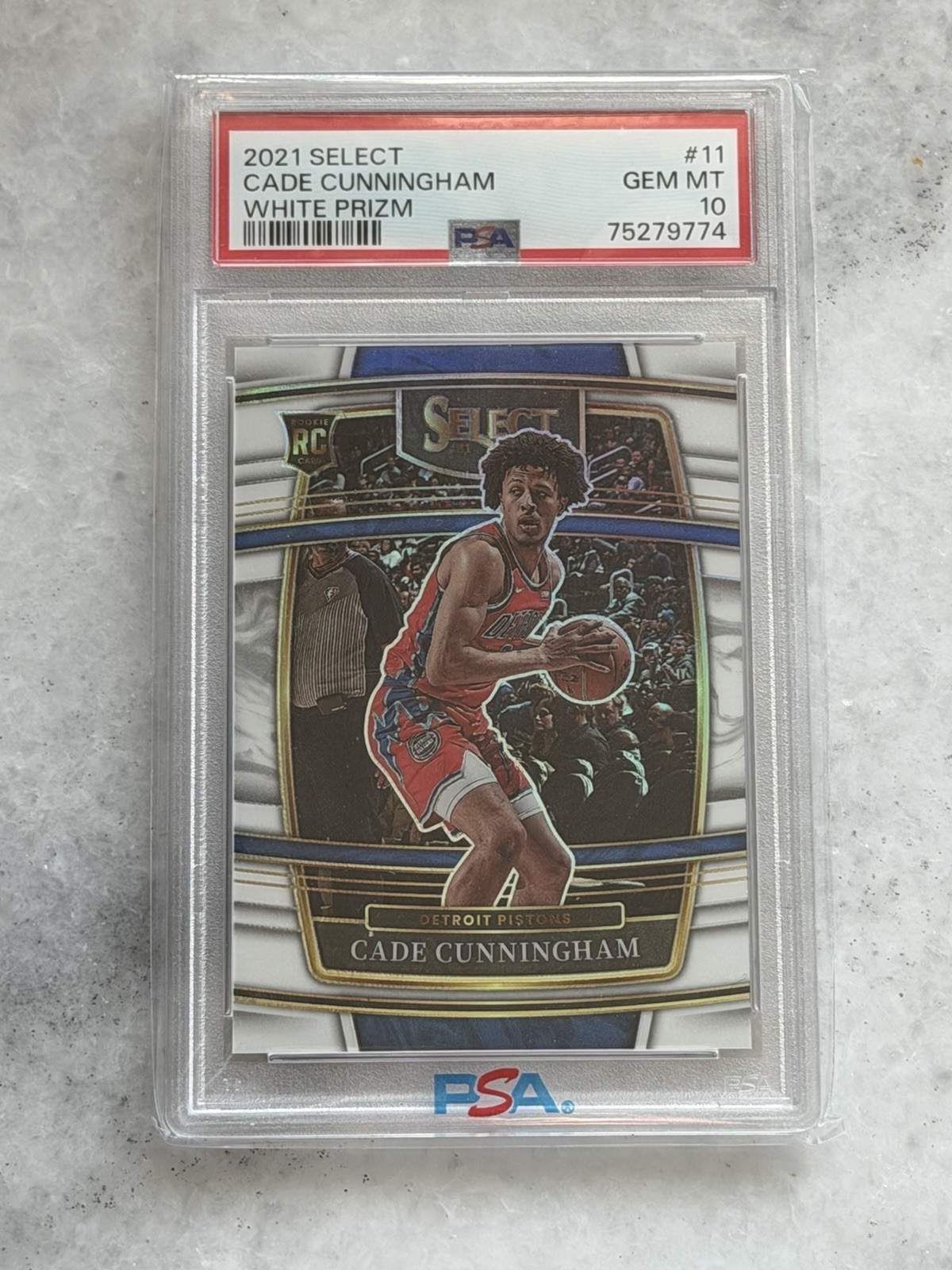 2021-22 Select Cade Cunningham RC White Prizm Concourse # /149 Pistons PSA 10