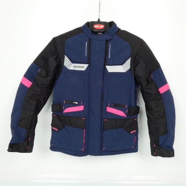 Blouson moto Nexone Adventure touring bleu noir rose pour femme Taille L Lady