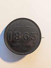 Ireland Roan Spinning Coal Island 1863 1d token 32mm bronze - soldered brooch