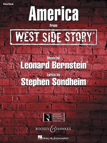 Letra de partituras vocales piano musical America Song from West Side Story