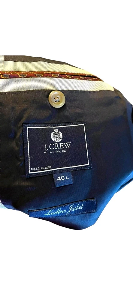 J. Blazer Crew Ludlow Hombre Beige Bemberg Rayón Rayas Pecho Único Talla 40L Foto 4 de 4