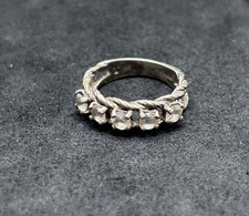 925 Sterling CZ Vintage Ring 6.1mm Sz 5 - 2.65g