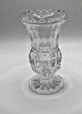 Small Vintage Crystal Bud Flower Vase Scalloped Edge 4.25" H