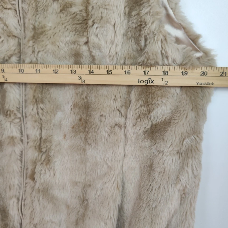 Chaleco de piel sintética Coldwater Creek para mujer M marrón claro cremallera completa forrado muy suave Foto 4 de 4