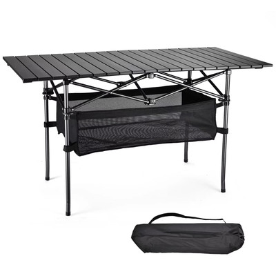 Portable Folding Camping Table, Aluminum Top, Quick Setup, Durable, Carry Case