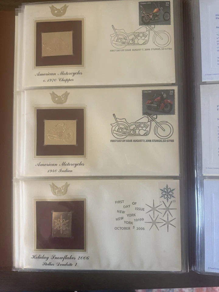 Réplicas doradas (oro 22k) de estampillas de Estados Unidos 75 estampillas (2006-2009) 1 libro Foto 4 de 4