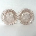 Vtg Pink Anchor Hocking Waterford Waffle Pattern 2 Bread/Butter Salad Plates 7”