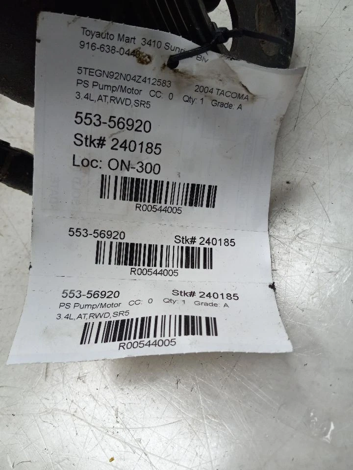 95 96 97 98 99 00 01 02 03 04 TOYOTA TACOMA SR5 3.4L POWER STEERING PUMP - Image 3 of 4