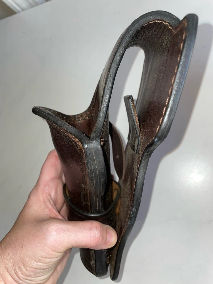 LOTE DE DOS: Funda de cinturón de cuero marrón vintage Alessi para pistolas Colt Foto 2 de 4