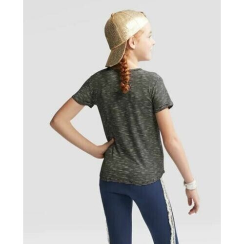 Art class™ Girls' Short Sleeve Bar Front T-shirt Black Stripe Large(10/12) - Picture 2 of 3