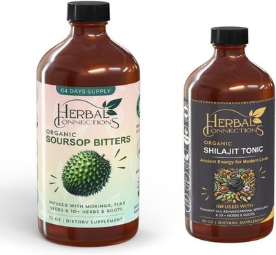 Soursop Bitters 32-Ounce and Himalayan Shilajit Tonic 16-Ounce Wellness Bundle