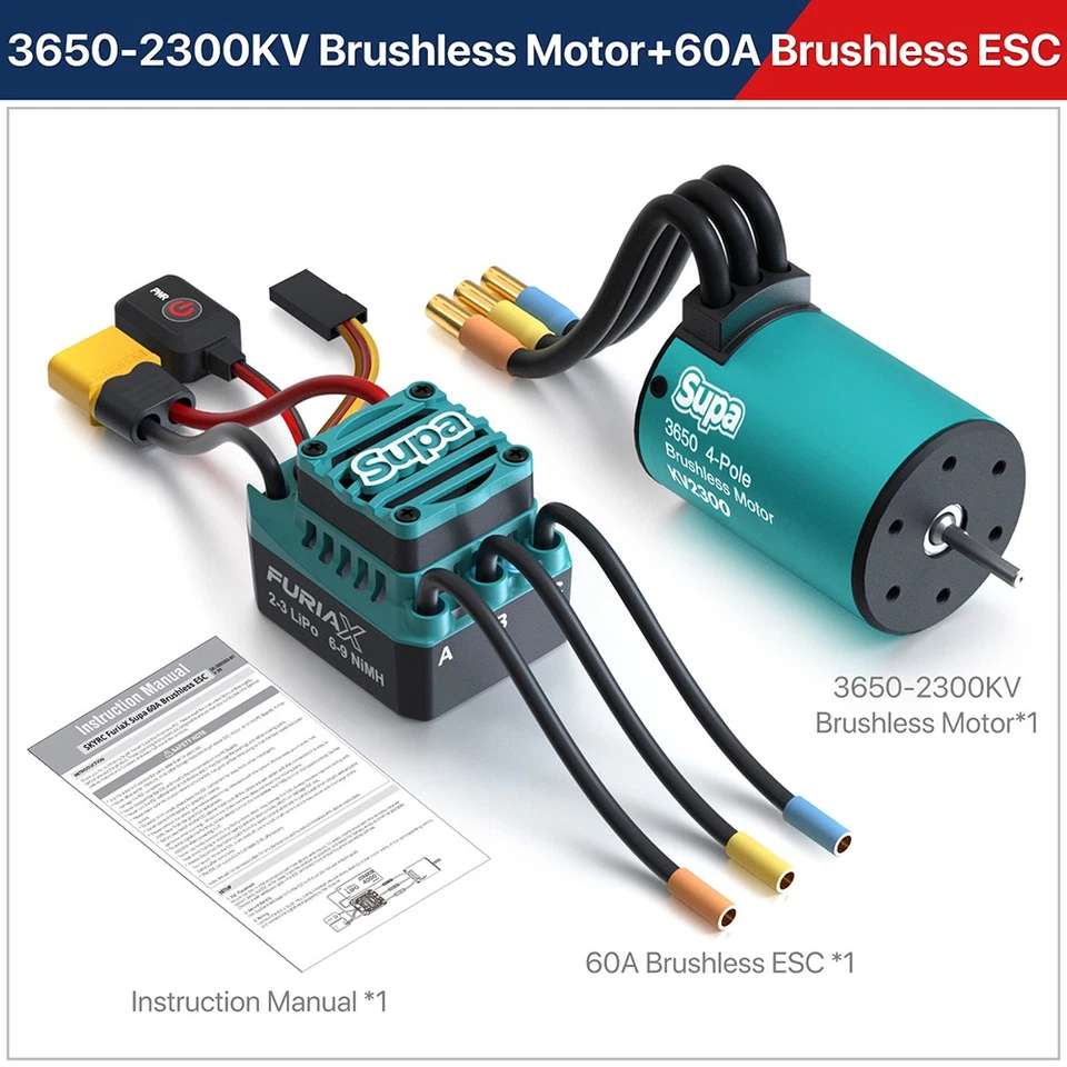 SKYRC Brushless Motor ESC Combo FuriaX Supa 3650 Motor 60A ESC For 1/10 RC Car - Image 4 of 4