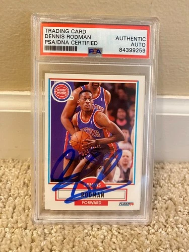 1990 Fleer Detroit Pistons HOF Dennis Rodman Signed Autograph Beckett Cert PSA