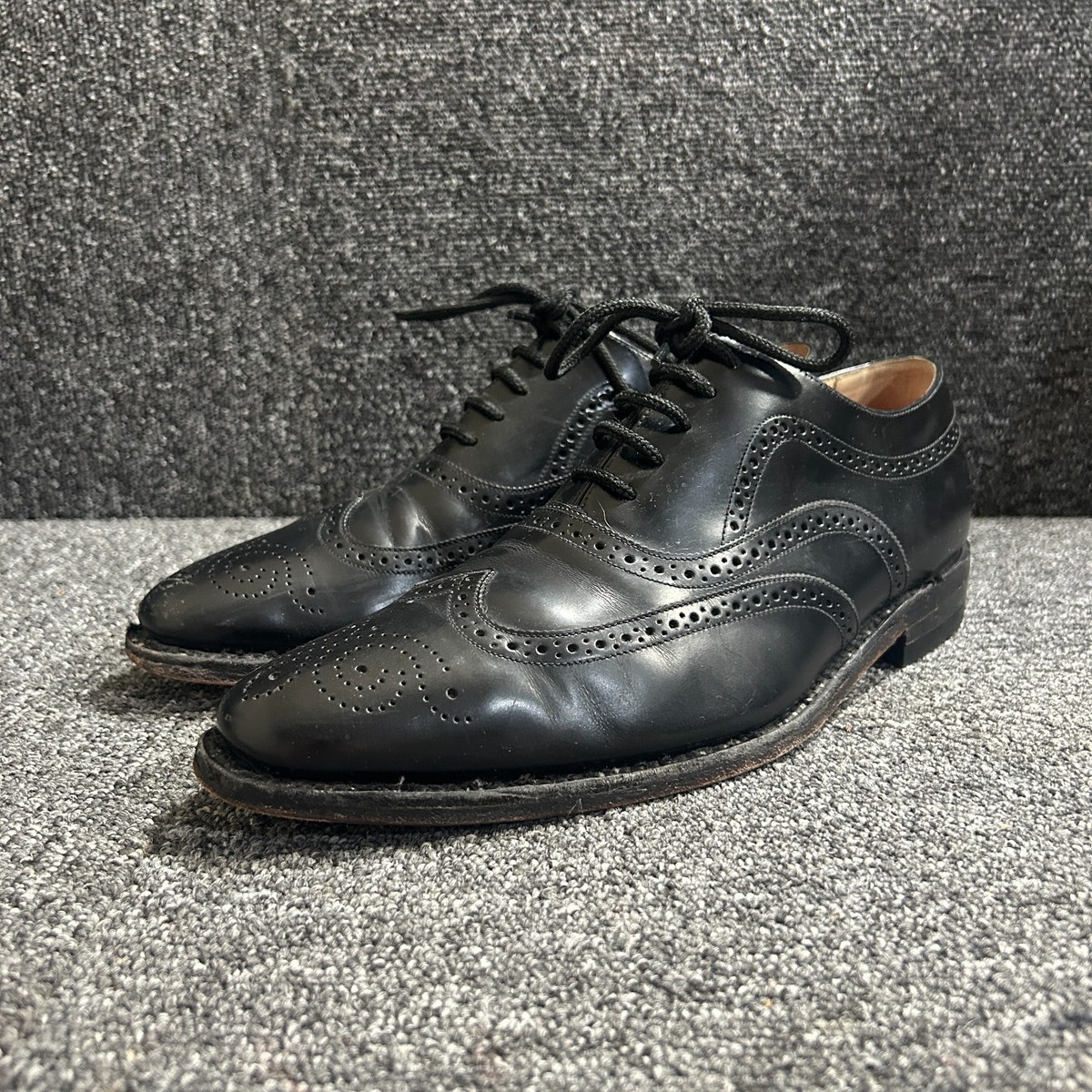 Loake England Matrix Brogue Shoes Mens UK 8 Black Leather  display picture 1