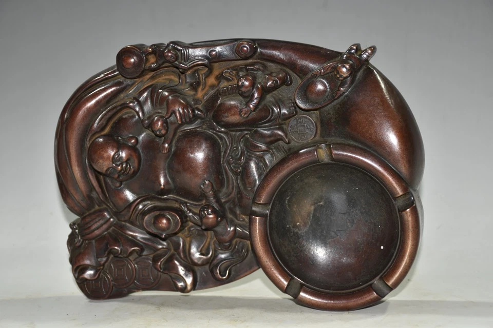 Cepillo infantil Maitreya Buda bronce antiguo de 8,4" China lavado envío gratuito Foto 4 de 4