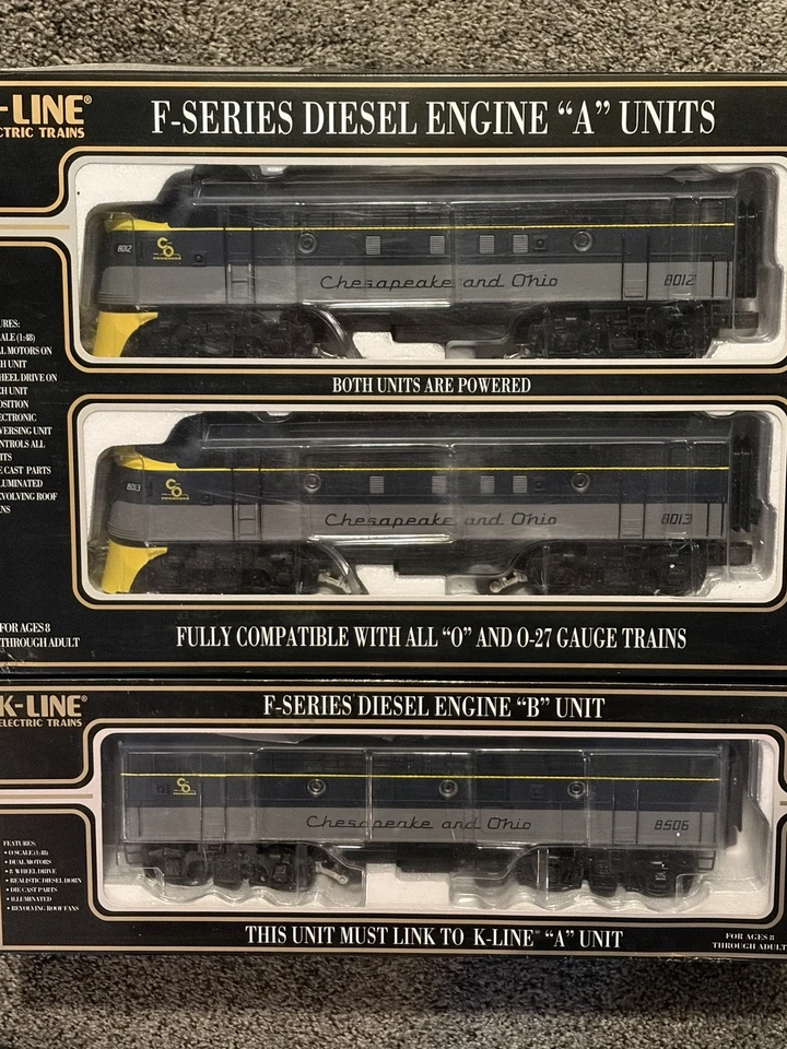 K-Line F-Seris Chesapeake & Ohio F7 ABA Diesel Loco Set 8012/8013/8506. c detail - Image 2 of 4